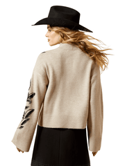 Ariat 10065989 Womens All In Embellished Sweater Oatmeal Heather back view. If you need any assistance with this item or the purchase of this item please call us at five six one seven four eight eight eight zero one Monday through Saturday 10:00a.m EST to 8:00 p.m EST