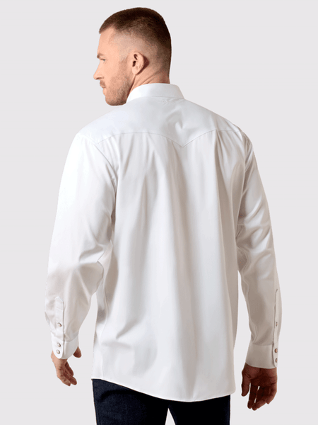 Ariat 10071236 Mens Lightweight Twill Classic Fit Snap Shirt White back view. If you need any assistance with this item or the purchase of this item please call us at five six one seven four eight eight eight zero one Monday through Saturday 10:00a.m EST to 8:00 p.m EST
