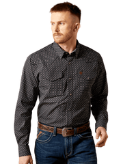 Ariat 10065970 Mens Wrinkle Free Johnson Fitted Shirt Black front view. If you need any assistance with this item or the purchase of this item please call us at five six one seven four eight eight eight zero one Monday through Saturday 10:00a.m EST to 8:00 p.m EST

