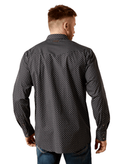 Ariat 10065970 Mens Wrinkle Free Johnson Fitted Shirt Black back view. If you need any assistance with this item or the purchase of this item please call us at five six one seven four eight eight eight zero one Monday through Saturday 10:00a.m EST to 8:00 p.m EST