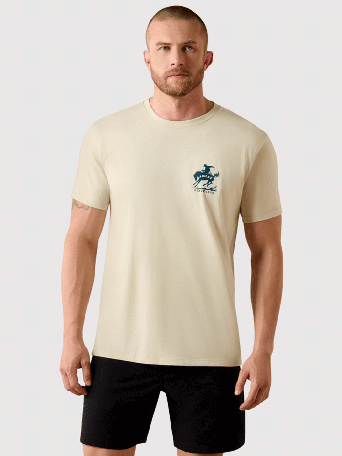 Ariat 10071200 Mens Split Freedom Painted Classic Fit T-Shirt Natural back view. If you need any assistance with this item or the purchase of this item please call us at five six one seven four eight eight eight zero one Monday through Saturday 10:00a.m EST to 8:00 p.m EST
