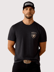 Ariat 10071195 Mens American Bison Classic Fit T-Shirt Charcoal Heather front view. If you need any assistance with this item or the purchase of this item please call us at five six one seven four eight eight eight zero one Monday through Saturday 10:00a.m EST to 8:00 p.m EST