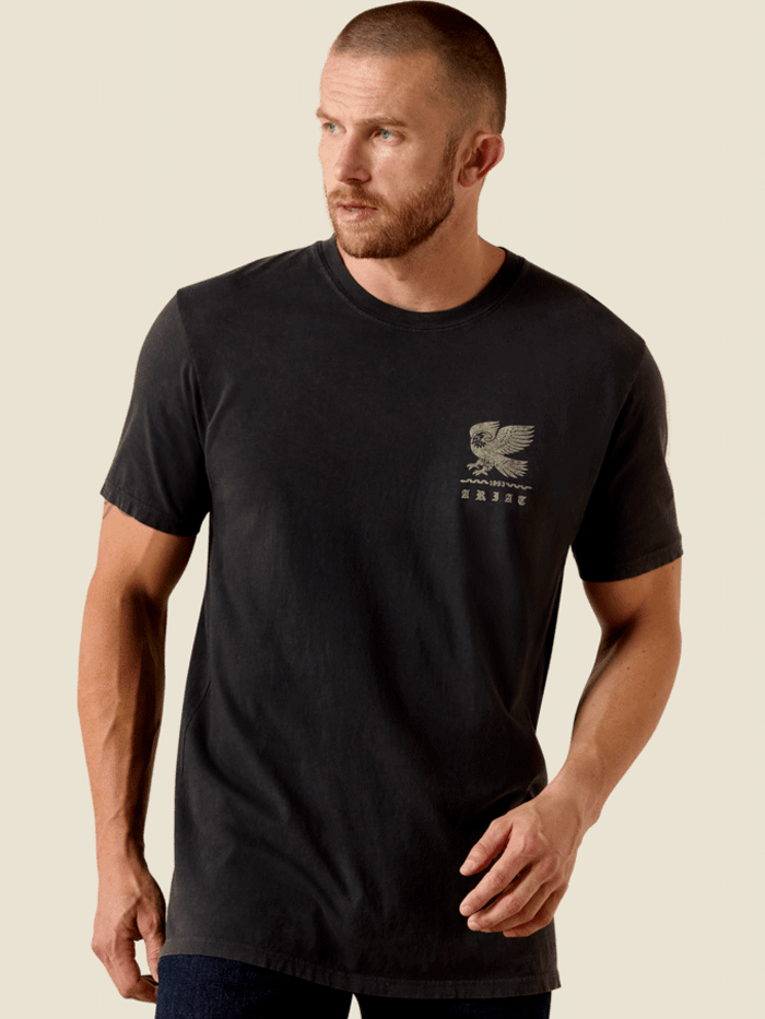 Ariat 10071189 Mens Fuerza Y Destino Classic Fit T-Shirt Charcoal back view. If you need any assistance with this item or the purchase of this item please call us at five six one seven four eight eight eight zero one Monday through Saturday 10:00a.m EST to 8:00 p.m EST
