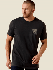 Ariat 10071189 Mens Fuerza Y Destino Classic Fit T-Shirt Charcoal front view. If you need any assistance with this item or the purchase of this item please call us at five six one seven four eight eight eight zero one Monday through Saturday 10:00a.m EST to 8:00 p.m EST