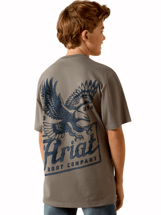 Ariat 10071180 Youth Patriot T-Shirt Smoked Pearl Grey back view. If you need any assistance with this item or the purchase of this item please call us at five six one seven four eight eight eight zero one Monday through Saturday 10:00a.m EST to 8:00 p.m EST
