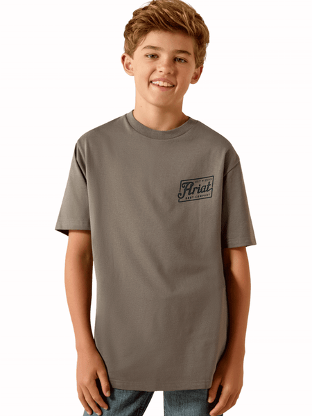 Ariat 10071180 Youth Patriot T-Shirt Smoked Pearl Grey front view. If you need any assistance with this item or the purchase of this item please call us at five six one seven four eight eight eight zero one Monday through Saturday 10:00a.m EST to 8:00 p.m EST