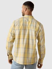 Ariat 10071644 Mens Retro Hux Fitted Snap Long Sleeve Shirt Chai Tea Plaid back view. If you need any assistance with this item or the purchase of this item please call us at five six one seven four eight eight eight zero one Monday through Saturday 10:00a.m EST to 8:00 p.m EST
