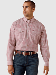 Ariat 10071723 Mens Truth Classic Fit Long Sleeve Shirt Medallion Print Brick Red front view. If you need any assistance with this item or the purchase of this item please call us at five six one seven four eight eight eight zero one Monday through Saturday 10:00a.m EST to 8:00 p.m EST

