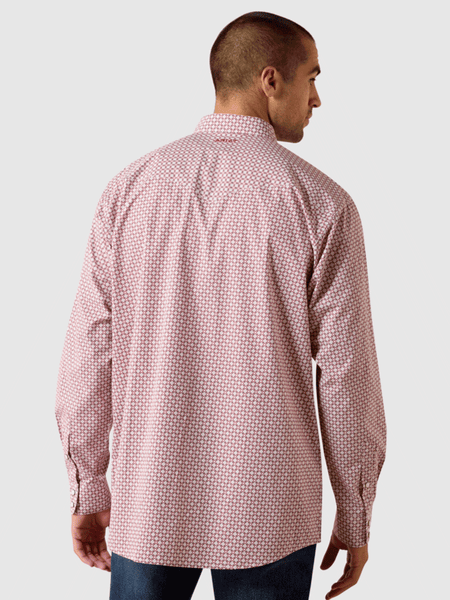Ariat 10071723 Mens Truth Classic Fit Long Sleeve Shirt Medallion Print Brick Red back view. If you need any assistance with this item or the purchase of this item please call us at five six one seven four eight eight eight zero one Monday through Saturday 10:00a.m EST to 8:00 p.m EST
