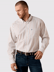Ariat 10071751 Mens Wrinkle Free Augustine Classic Fit Shirt White Serape Stripe front view. If you need any assistance with this item or the purchase of this item please call us at five six one seven four eight eight eight zero one Monday through Saturday 10:00a.m EST to 8:00 p.m EST
