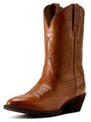 Ariat 10080379 Womens Heritage Noir R Toe Western Boot Dressy Cognac side / front view. If you need any assistance with this item or the purchase of this item please call us at five six one seven four eight eight eight zero one Monday through Saturday 10:00a.m EST to 8:00 p.m EST