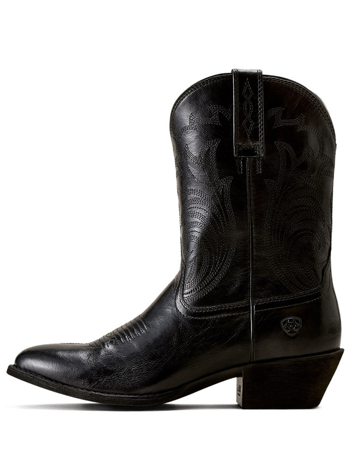 Ariat 10080380 Womens Heritage Noir R Toe Western Boot Dressy Black side / front view. If you need any assistance with this item or the purchase of this item please call us at five six one seven four eight eight eight zero one Monday through Saturday 10:00a.m EST to 8:00 p.m EST