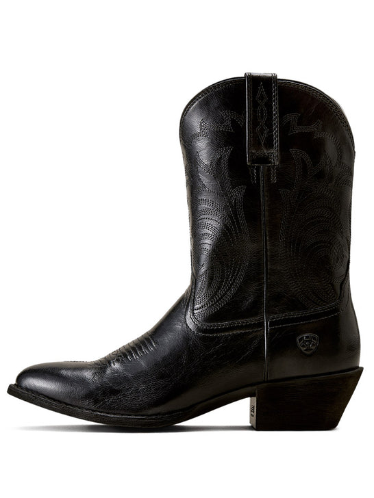 Ariat 10080380 Womens Heritage Noir R Toe Western Boot Dressy Black side view. If you need any assistance with this item or the purchase of this item please call us at five six one seven four eight eight eight zero one Monday through Saturday 10:00a.m EST to 8:00 p.m EST