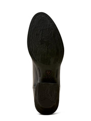 Ariat 10080380 Womens Heritage Noir R Toe Western Boot Dressy Black sole view. If you need any assistance with this item or the purchase of this item please call us at five six one seven four eight eight eight zero one Monday through Saturday 10:00a.m EST to 8:00 p.m EST