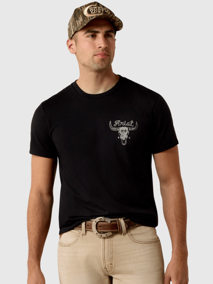 Ariat 10080688 Mens Roughstock Cattle T-Shirt Black back view. If you need any assistance with this item or the purchase of this item please call us at five six one seven four eight eight eight zero one Monday through Saturday 10:00a.m EST to 8:00 p.m EST
