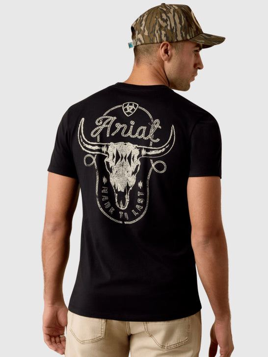 Ariat 10080688 Mens Roughstock Cattle T-Shirt Black back view. If you need any assistance with this item or the purchase of this item please call us at five six one seven four eight eight eight zero one Monday through Saturday 10:00a.m EST to 8:00 p.m EST
