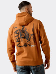 Ariat 10079567 Mens Cowboy Tough Hoodie Adobe back view. If you need any assistance with this item or the purchase of this item please call us at five six one seven four eight eight eight zero one Monday through Saturday 10:00a.m EST to 8:00 p.m EST