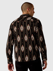 Ariat 10080504 Mens Retro Holbert Corduroy Fitted Snap Shirt Black back view. If you need any assistance with this item or the purchase of this item please call us at five six one seven four eight eight eight zero one Monday through Saturday 10:00a.m EST to 8:00 p.m EST