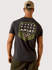 Ariat 10073964 Mens Stripe Patriotic Badge T-Shirt Charcoal Heather back view. If you need any assistance with this item or the purchase of this item please call us at five six one seven four eight eight eight zero one Monday through Saturday 10:00a.m EST to 8:00 p.m EST
