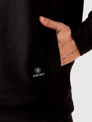 Ariat 10079479 Mens Core Zip Sweatshirt Black side pocket view. If you need any assistance with this item or the purchase of this item please call us at five six one seven four eight eight eight zero one Monday through Saturday 10:00a.m EST to 8:00 p.m EST