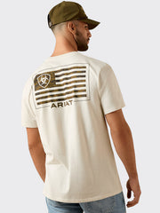 Ariat 10080252 Mens Buckle Flag Patriot T-Shirt Silver Birch back view.  If you need any assistance with this item or the purchase of this item please call us at five six one seven four eight eight eight zero one Monday through Saturday 10:00a.m EST to 8:00 p.m EST