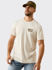 Ariat 10080252 Mens Buckle Flag Patriot T-Shirt Silver Birch front view. If you need any assistance with this item or the purchase of this item please call us at five six one seven four eight eight eight zero one Monday through Saturday 10:00a.m EST to 8:00 p.m EST