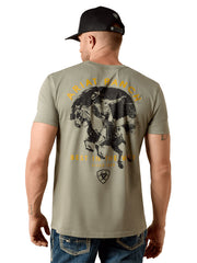 Ariat 10082628 Mens Rancho Bronco T-Shirt Castor Grey back view. If you need any assistance with this item or the purchase of this item please call us at five six one seven four eight eight eight zero one Monday through Saturday 10:00a.m EST to 8:00 p.m EST