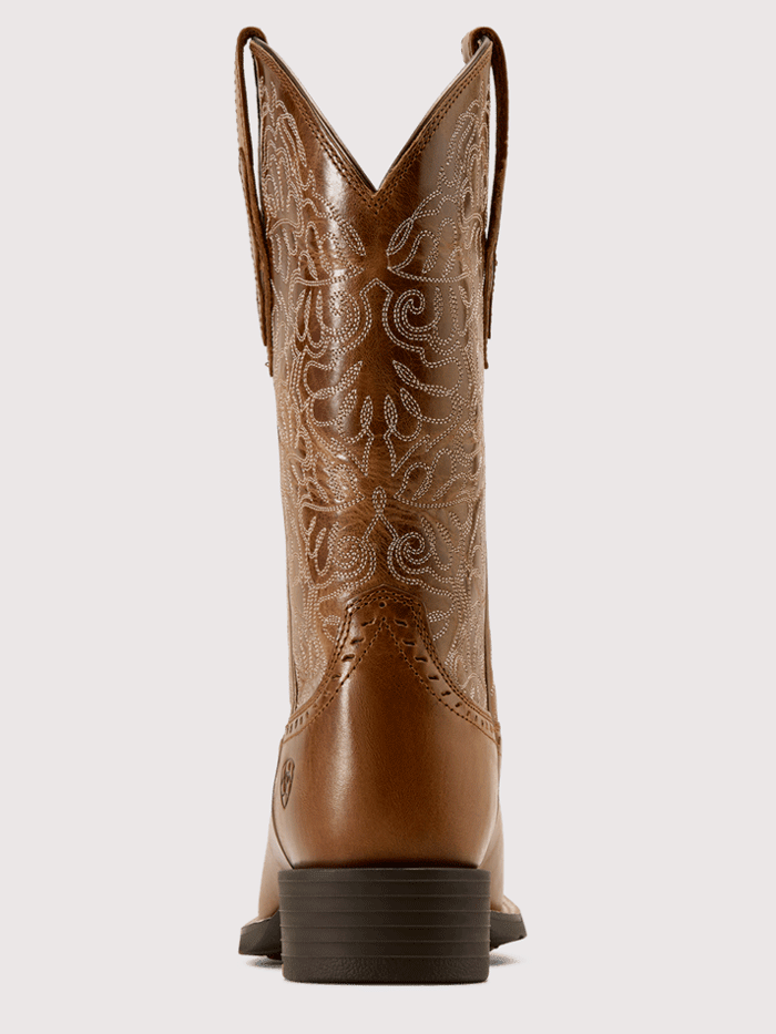 Ariat 10074322 Womens Round Up Remuda Western Boot Aged Tan front and side view. If you need any assistance with this item or the purchase of this item please call us at five six one seven four eight eight eight zero one Monday through Saturday 10:00a.m EST to 8:00 p.m EST
