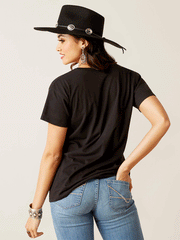 Ariat 10047642 Womens Pop Boots T-Shirt Black back view. If you need any assistance with this item or the purchase of this item please call us at five six one seven four eight eight eight zero one Monday through Saturday 10:00a.m EST to 8:00 p.m EST