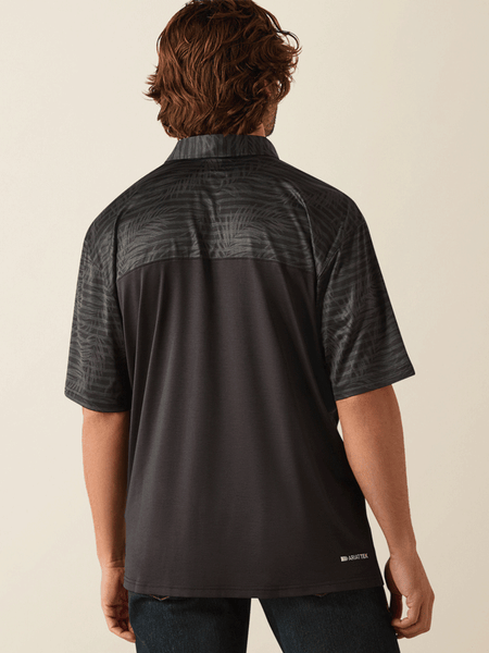 Ariat 10055071 Mens Charger 2.0 Color Block Polo Black back view. If you need any assistance with this item or the purchase of this item please call us at five six one seven four eight eight eight zero one Monday through Saturday 10:00a.m EST to 8:00 p.m EST