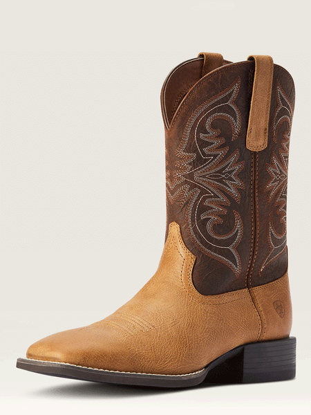 Ariat 10042392 Mens Sport Pardner Western Boot Matte Tan Buck front and side view. If you need any assistance with this item or the purchase of this item please call us at five six one seven four eight eight eight zero one Monday through Saturday 10:00a.m EST to 8:00 p.m EST