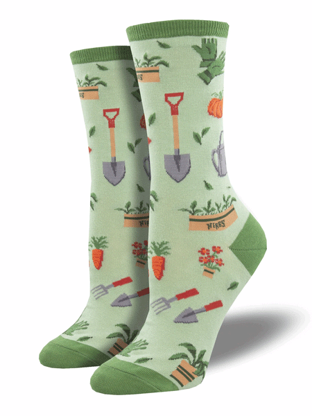 Socksmith WNC2276-GEE Womens Hoe Down Socks Green front view. If you need any assistance with this item or the purchase of this item please call us at five six one seven four eight eight eight zero one Monday through Saturday 10:00a.m EST to 8:00 p.m EST