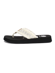 Yellow Box 52351 Womens Foseta Flip Flop Sandals Cream side view. If you need any assistance with this item or the purchase of this item please call us at five six one seven four eight eight eight zero one Monday through Saturday 10:00a.m EST to 8:00 p.m EST