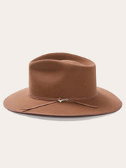 Stetson SFDUNEB163911 DUNE 5X Gun Club Hat Acorn Bark side view. If you need any assistance with this item or the purchase of this item please call us at five six one seven four eight eight eight zero one Monday through Saturday 10:00a.m EST to 8:00 p.m EST
