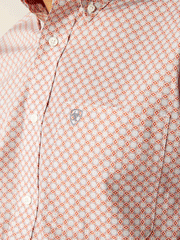 Ariat 10052384 Mens Wrinkle Free Larson Classic Shirt Light Blue Rust pocket close up view. If you need any assistance with this item or the purchase of this item please call us at five six one seven four eight eight eight zero one Monday through Saturday 10:00a.m EST to 8:00 p.m EST