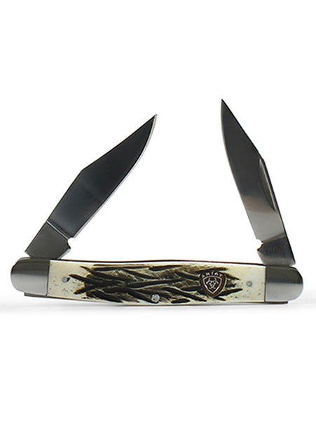 Ariat A710010708 Muskrat Folding Knife Ivory side view. If you need any assistance with this item or the purchase of this item please call us at five six one seven four eight eight eight zero one Monday through Saturday 10:00a.m EST to 8:00 p.m EST