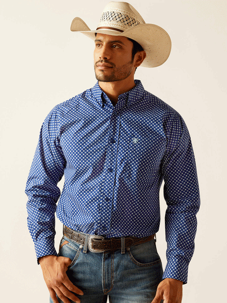 Ariat 10048388 Mens Price Fitted Shirt Directoire Blue front view. If you need any assistance with this item or the purchase of this item please call us at five six one seven four eight eight eight zero one Monday through Saturday 10:00a.m EST to 8:00 p.m EST