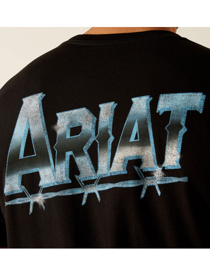 Ariat 10051788 Mens Chrome Wire T-Shirt Black back view. If you need any assistance with this item or the purchase of this item please call us at five six one seven four eight eight eight zero one Monday through Saturday 10:00a.m EST to 8:00 p.m EST