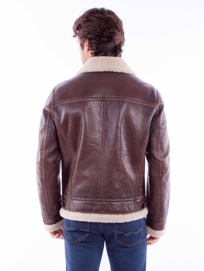 Scully 2049-702 Mens Zip Front Lined Leather Jacket Chocolate front view. If you need any assistance with this item or the purchase of this item please call us at five six one seven four eight eight eight zero one Monday through Saturday 10:00a.m EST to 8:00 p.m EST