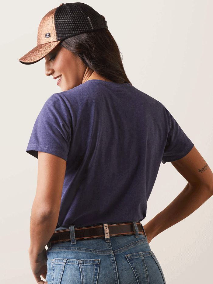Ariat 10043418 Womens REAL Horizon T-Shirt Navy Heather front view. If you need any assistance with this item or the purchase of this item please call us at five six one seven four eight eight eight zero one Monday through Saturday 10:00a.m EST to 8:00 p.m EST