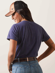 Ariat 10043418 Womens REAL Horizon T-Shirt Navy Heather back view. If you need any assistance with this item or the purchase of this item please call us at five six one seven four eight eight eight zero one Monday through Saturday 10:00a.m EST to 8:00 p.m EST