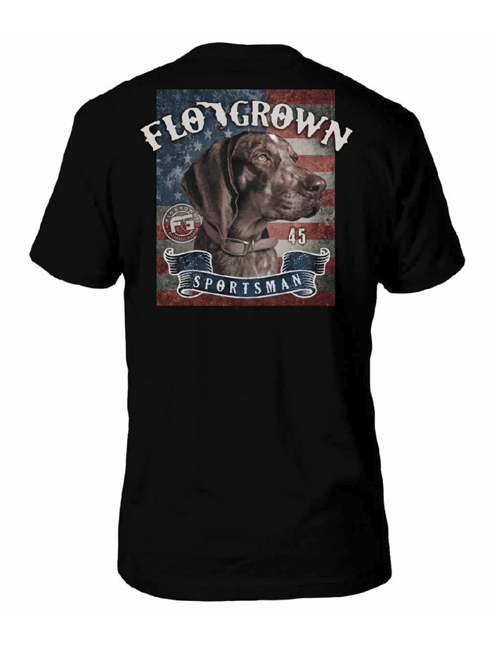 FloGrown FGM-1612 Mens Stand By The Flag Tee Black back view. If you need any assistance with this item or the purchase of this item please call us at five six one seven four eight eight eight zero one Monday through Saturday 10:00a.m EST to 8:00 p.m EST