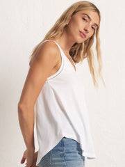 Z Supply ZT241274-WHT Womens Vagabond Lace Trim Tank White side view. If you need any assistance with this item or the purchase of this item please call us at five six one seven four eight eight eight zero one Monday through Saturday 10:00a.m EST to 8:00 p.m EST