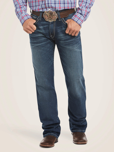 Ariat 10021767 Mens M4 Low Rise Adkins Boot Cut Jean Turnout front view. If you need any assistance with this item or the purchase of this item please call us at five six one seven four eight eight eight zero one Monday through Saturday 10:00a.m EST to 8:00 p.m EST