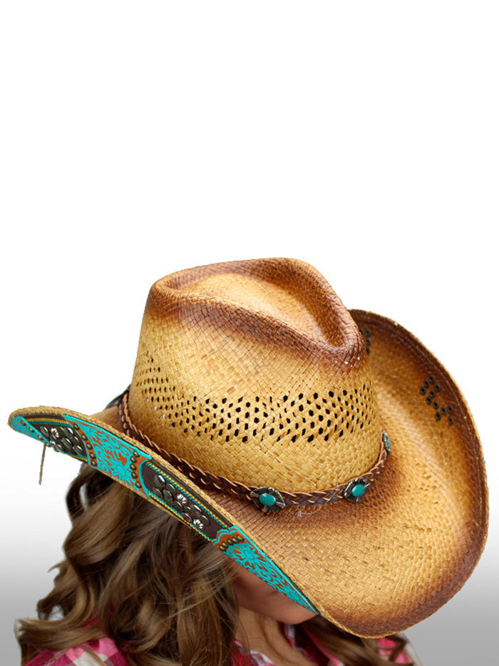 Dallas Hats CASINO Fine Braided Straw Hat Tan side view on model. If you need any assistance with this item or the purchase of this item please call us at five six one seven four eight eight eight zero one Monday through Saturday 10:00a.m EST to 8:00 p.m EST