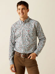 Ariat 10058996 Mens Stiles Fitted Shirt Light Blue front view. If you need any assistance with this item or the purchase of this item please call us at five six one seven four eight eight eight zero one Monday through Saturday 10:00a.m EST to 8:00 p.m EST