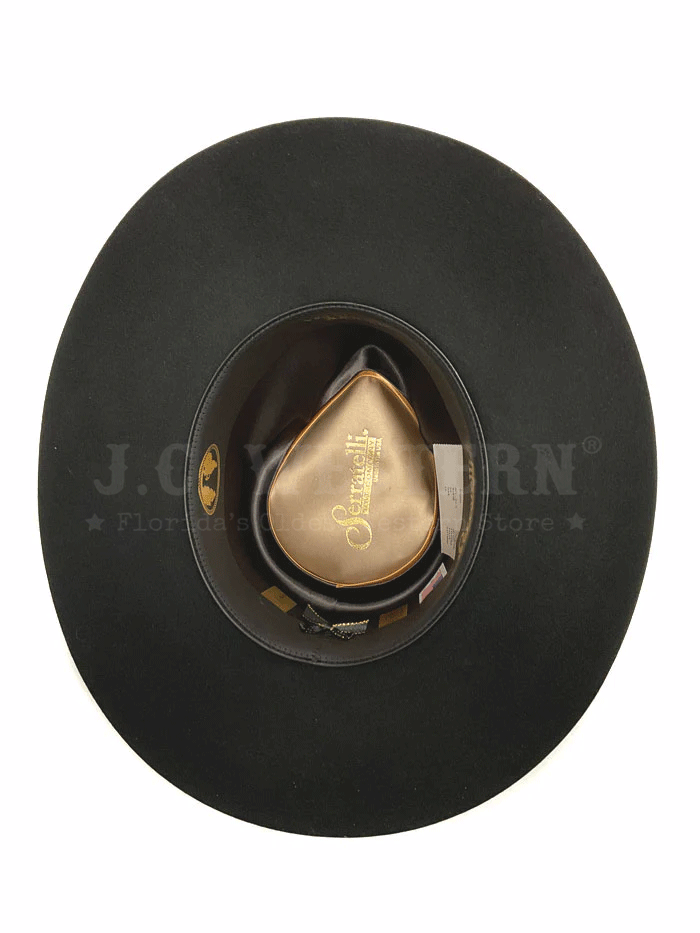 Serratelli VAIL 4X Felt Western Hat Black side and front view. If you need any assistance with this item or the purchase of this item please call us at five six one seven four eight eight eight zero one Monday through Saturday 10:00a.m EST to 8:00 p.m EST