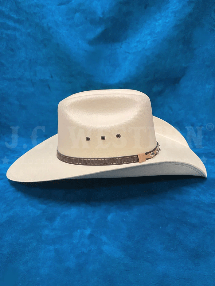 Dallas Hats LAR ME Kids Cattleman Canvas Hat Cream side and front view. If you need any assistance with this item or the purchase of this item please call us at five six one seven four eight eight eight zero one Monday through Saturday 10:00a.m EST to 8:00 p.m EST
