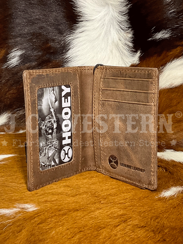 Hooey HFW003-BRBK Mens Liberty Rope Embossed Bi-Fold Money Clip Wallet Brown front view. If you need any assistance with this item or the purchase of this item please call us at five six one seven four eight eight eight zero one Monday through Saturday 10:00a.m EST to 8:00 p.m EST