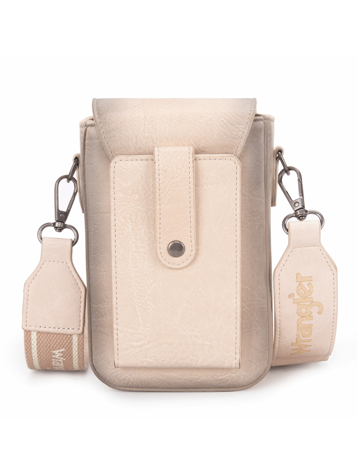 Wrangler WG118-204TN Womens Crossbody Cell Phone Purse With Back Card Slots Tan front. If you need any assistance with this item or the purchase of this item please call us at five six one seven four eight eight eight zero one Monday through Saturday 10:00a.m EST to 8:00 p.m EST

